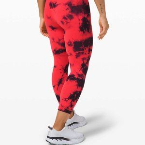 Lululemon Red Tie Dye Carnation red/black Wunder Train High Rise 21"